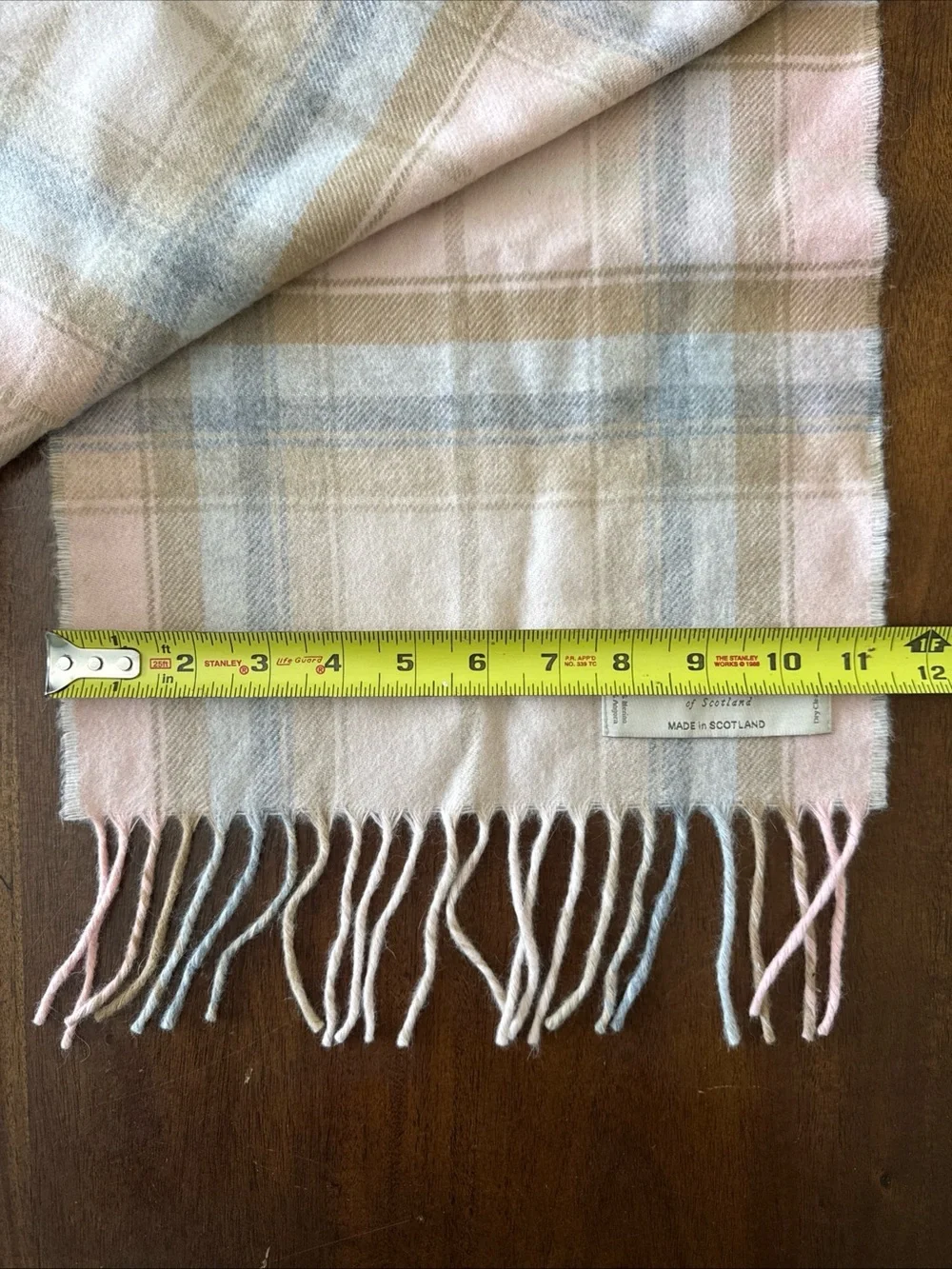 Lochcarron of Scotland Pink Plaid Wool Scarf Merino and Angora Blend 72 x 11.5